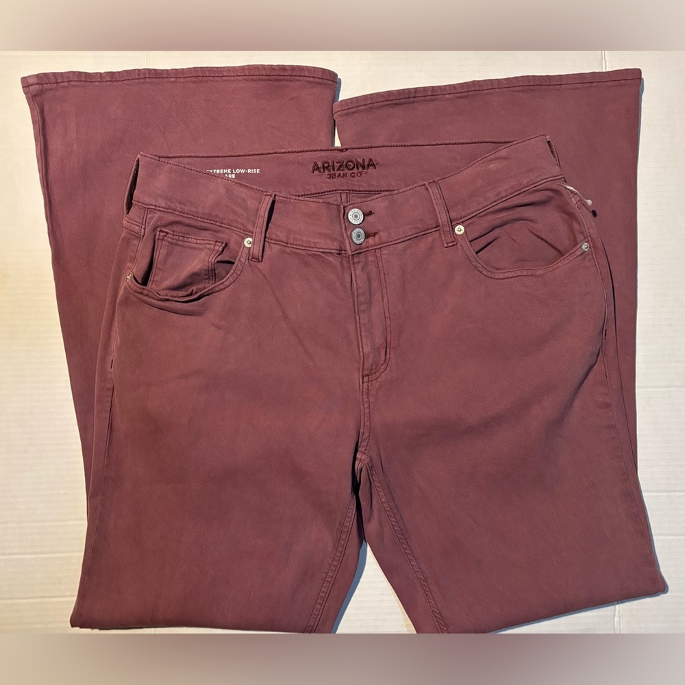 Arizona Jean Co. Extreme Low-Rise Y2K Flare Jeans